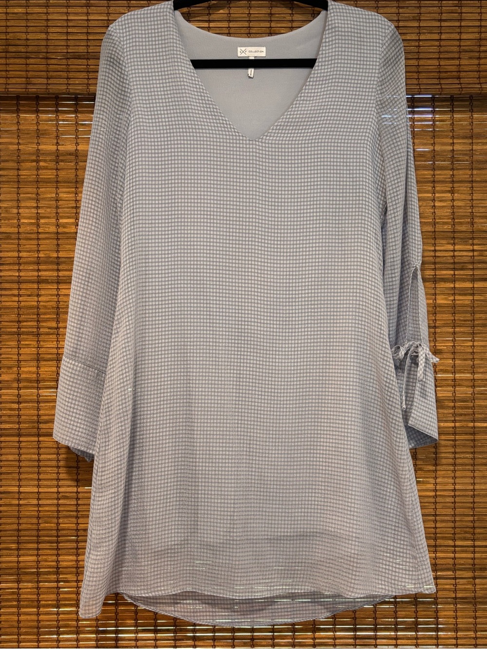 GFX Collection Pale Blue V-Neck Textured Tunic Dress